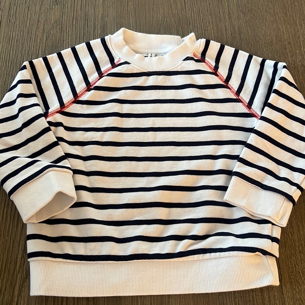 Janie and Jack girls blue and white striped crew neck